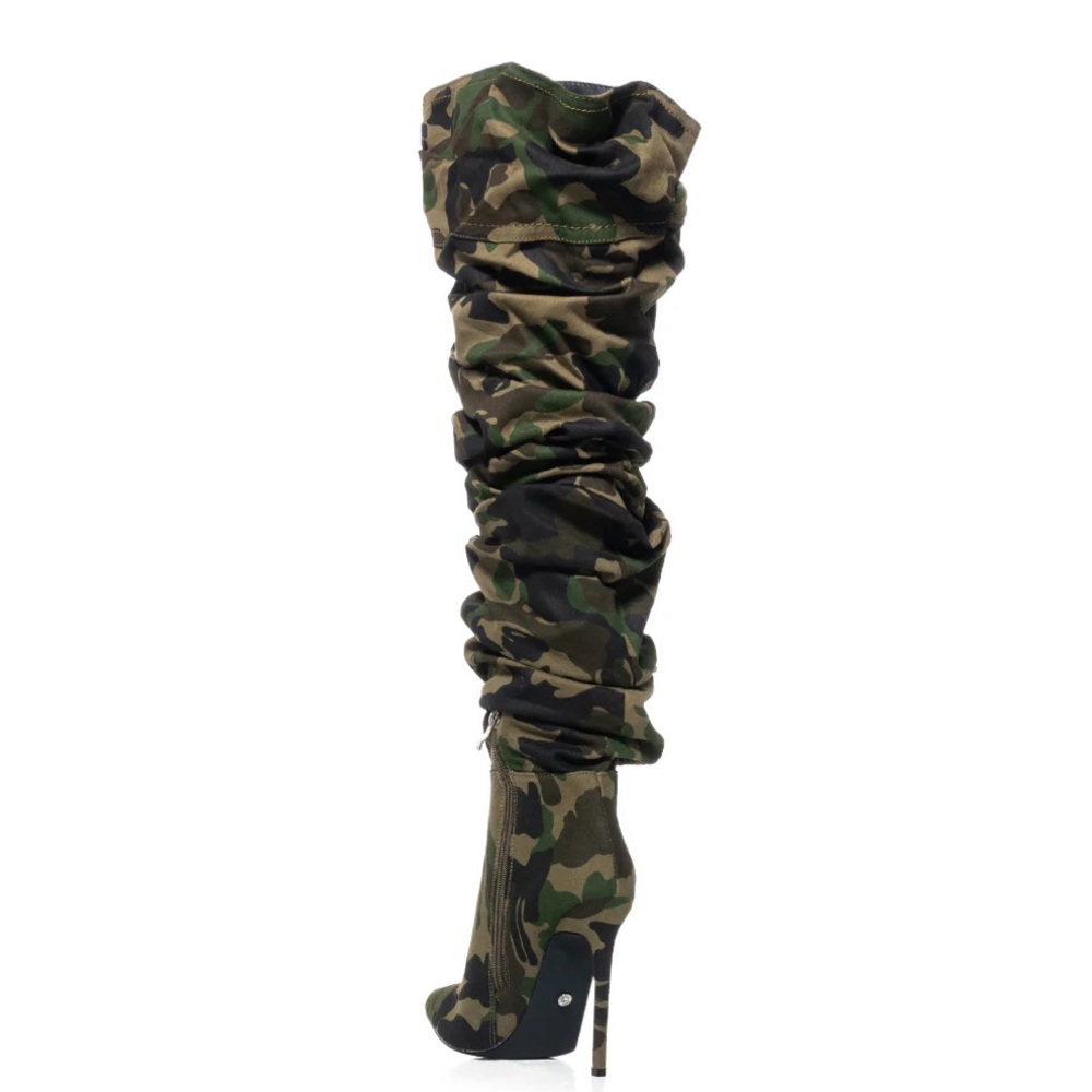 AZALEA WANG Denim Camo Slouchy High Heel Boot - Picture 3 of 4